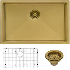 Rated 4.5 out of 5 stars. Ruvati 27 Inch Undermount Satin Brass Matte Gold Stainless Steel Kitchen Sink 16 Gauge Single Bowl Rvh6127gg Ruvati Usa