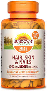 Best vitamin a supplement for skin. Amazon Com Hair Skin Nails Vitamins By Sundown With Collagen Non GmoË† Free Of Gluten Dairy Artificial Flavors 5000 Mcg Of Biotin 120 Caplets Health Personal Care