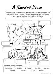 A Haunted House Halloween Worksheets Halloween Worksheets Free Halloween Vocabulary