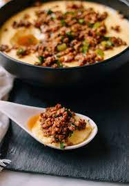 Steamed Eggs With Crispy Pork Steams In 3 Minutes The Woks Of Life Recipe Ground Pork Recipes Crispy Pork Easy Chinese Recipes