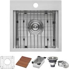 Kitchen sink bolzano 8245r jdk. 15 X 15 Inch Workstation Drop In Topmount Bar Prep Rv Sink 16 Gauge Stainless Steel Ruvati Usa
