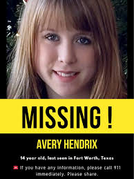 🚨 WHERE IS AVERY HENDRIX — FORT WORTH, TEXAS 🚨 14-year-old Avery Hendrix  has been missing since January 25, 2026, from Fort Worth, Texas. Police are  asking for the public's help to