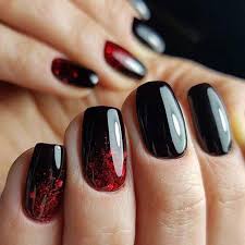 Short Black Acrylic Nails With Glitter 99 Trending Black Nails Art Manicure Ideas Nail Art Manicure Black Nail Designs Red Nails