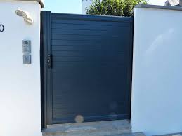 Portillon Plein Aluminium Gris Ral7016 Avec Gache Electrique Portillon Portail Automatique Maison