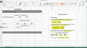 Excel Solver Beispiel 02 Produktionsplanung Youtube