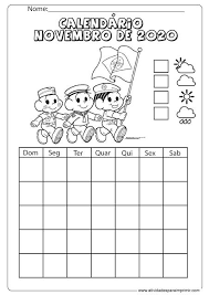 Calendario Para Educação Infantil Para Imprimir Calendario Novembro De 2020 Para Imprimir E Colorir Em 2020 Calendarios Infantis Calendario Para Criancas Portfolio Educacao Infantil