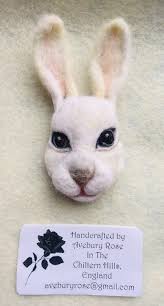 HANDMADE NEEDLE FELTED Brooch ' The Lucky Rabbit ' Avebury Rose Easter Mum  Hare £14.00