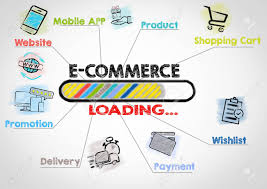 E Commerce Business Concept Chart With Keywords And Icons On