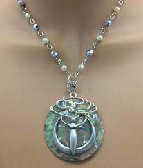 Mother Of Pearl Moon Goddess Necklace Necklace Wiccan Jewellery Pagan Goddess Metaphysical Witchcraft Jewell Wiccan Jewelry Moon Goddess Necklace Jewelry