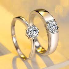 Solitary Zircon Prong Setting Silver Couple Rings In 2019 Couple Rings Vintage Diamond Rings Eternity Ring Diamond