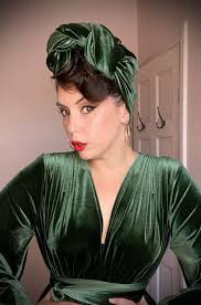 Ivy Green Velvet Hair Scarf by Alexandra King for Deadly