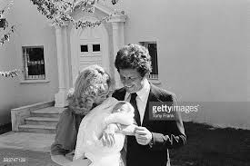 French Singer Joe Dassin And His Wife Christine Delvaux Attend The Baptism Of Their Son Jonathan Joe Dassin