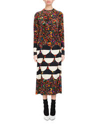 Dries Van Noten Dashi Mixed Print Velvet Midi Dress Multi Driesvannoten Cloth