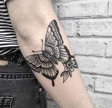 Traditional Black Butterfly Tattoo Black Butterfly Tattoo Traditional Butterfly Tattoo Butterfly Tattoos On Arm