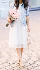 How To Wear A Denim Jacket 500 Nordstrom Gift Card Giveaway Just A Tina Bit Lace Dress Outfit Lace White Dress Fashion