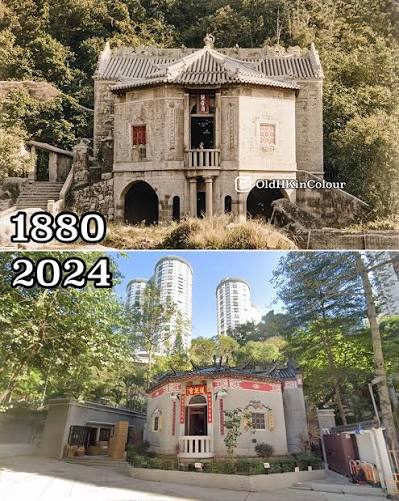 Colourised and animated an old photo of Lin Fa Kung, Tai Hang 大坑蓮花宮 (c.1880) [Version 3.0] Source 1: Hong Kong Museum of History Source 2: Google Maps - Street View #OldHKinColour #HongKong #