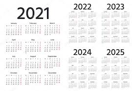 The calendar week for each week of the year. Calendar 2021 2022 2023 2024 2025 Years Vector Week Starts Monday Simple Layout Of Pocket Or Wall Calenders Desk Calendar Template Yearly Stationery Organizer In Minimal Design English 433235202 Larastock