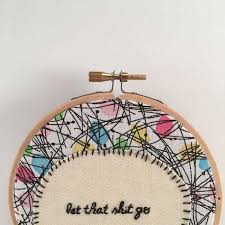 Let That Shit Go Hand Crafted Gifts Postmodern Art Mitten