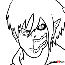The black and white manga style eren jaeger pop! How To Draw Eren Jaeger Half Human Half Titan Sketchok