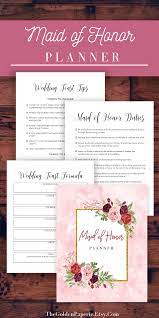 Maid Of Honor Planner Wedding Planner Printable Bridesmaid Etsy Wedding Planner Printables Stress Free Wedding Wedding Planner Book