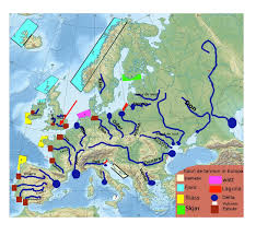 Hărți de perete laminate plastifiate, baghete, înrămate, magnetice, personalizate. Hidrografia Europei Joc Geografie