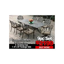 Selection and setting of furniture is entirely a serious task that required particular abilities and experience concerning material options, color scheme of furnishings items, style of varied pieces, standards those are. Elisabeth 9pc Set With 2 Swivel Rocker 6 Dining Chairs And 44x84 Rectangle Table Patio Furniture Sale