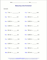 Metric Measuring Units Worksheets