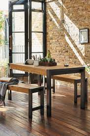 Best kitchen dining table with bench sets. Next Hudson Fixed Dining Table Brown Eclectic Dining Room Dining Room Industrial Blue Dining Tables