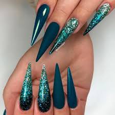 Black And Teal Stiletto Nails Inspiring Stiletto Nails To Win Over You Naildesignsjournal Com Stiletto Nails Designs Stiletto Nail Art Fancy Nails