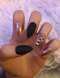 Acrylic Black And Rose Gold Nails Blushed X Mirror Rose Gold Chrome Swarovskis Matte Black Etsy Gold Chrome Nails Gold Nails Rose Gold Nails