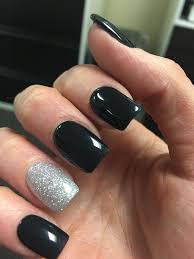 Black And Silver Glitter Acrylic Nails Black And Silver Nails Nails Silver Acrylic Nails Silver Nails Black Silver Nails