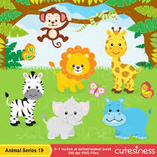 In The Wild Clipart Jungle Clipart Safari Clipart Jungle Etsy Baby Jungle Animals Baby Clip Art Safari Baby Animals