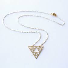 Guess What I Ve Got Triangle Fever And The Only Prescription Is More Triangles Inside Of Triangles Featu Triangle Necklace Leaf Jewelry Unique Jewelry