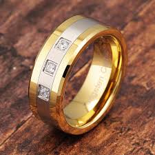 Additionally, tungsten carbide rings cannot be resized for risk of breakage. Tungsten Rings For Men Gold Silver Crystal Wedding Bands 3 Cz Stone 100s Jewelry