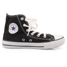 Black And White Striped Converse High Tops Converse Black High Top Trainers Have White Laces White Stitching And A White Rubber Toe Features A White Converse Logo Kids Shoes Converse High Top Sneaker