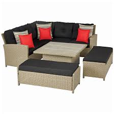 Style Selections Sectional Dining Set Hampton Grey Black 9 Places Rona