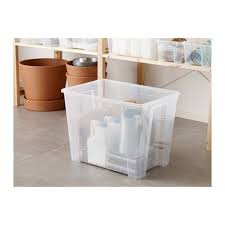 Samla Transparent Box 56x39x42 Cm 65 L Ikea Opberg Ikea Opbergdoos Kratten