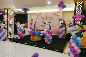 1st Birthday Balloon Decoration Ideas Unicorn Theme Birthday Stage Decoration Birthday Balloon Decorations Balloon Decorations 1st Birthday Decorations