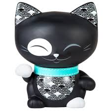 Chat Porte Bonheur Maneki Neko Mani The Lucky Cat 11cm Noir Collier Turquoise Amazon Fr Cuisine Maison Maneki Neko Poupee Japonaise Porte Bonheur