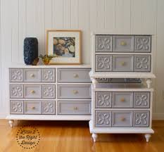 Amazing Transformation Of A Vintage 9 Drawer Triple Dresser And Nightstands Set Their Cases Have Been Painted I Dresser Furniture Furniture Furniture Makeover