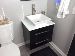 Black Bathroom Vanity Top Decor Living Berto 24 In W X 19 In D Floating Vanity In Black With Vanity Top In White With White Basin And Mirror Ev326 The Home Depot In 2020 Bathroom