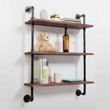 Last week i finally spilled the details on our new apartment! Jaxpety 3 Tier Industrial Wall Mounted Iron Pipe Shelving Unit Pipe Bookshelf Storage Organizer Rustic Brown Walmart Com Walmart Com