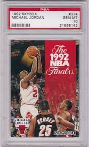 Set name auth pr 1 fr 1.5 good 2 vg 3 vg‑ex 4 ex 5 ex‑mt 6 nm 7 nm‑mt 8 mint 9 gem‑mt 10 total. Michael Jordan 1992 Skybox Basketball Card 314 Psa 10 Sports Card King