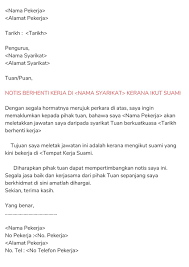 Surat rasmi cuti kahwin ke boyolali. Contoh Surat Berhenti Kerja 24 Jam Download Contoh Surat
