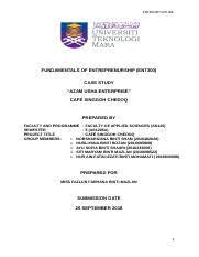 Ent 300 case study uitm from the writers of pro homework help, i was not only able to meet all my deadlines, but also scored well in my class. Case Study Ent300 Docx Ent300 Bp Outline Fundamentals Of Entreprenurship Ent300 Case Study Azam Usha Enterprise Caf Singgoh Chedoq Prepared By Course Hero
