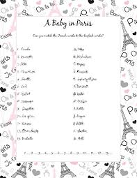 Cute Baby Shower Game For The Paris Theme Write Baby Related Words In French And They Have To Gue Paris Baby Shower French Baby Shower Paris Baby Shower Theme