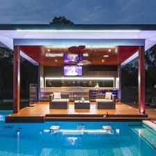 3 Outdoor Entertainment Systems For The Ultimate High Tech Bbq Pool Houses Swimming Pool Designs Modern Pools
