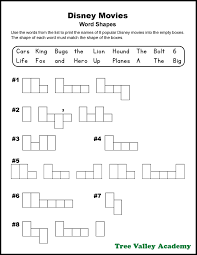 Make a crossword puzzle make a word search from a reading assignment make a word search from to view or print a movies crossword puzzle click on its title. Disney Movies Word Puzzles Word Shapes Word Scramble