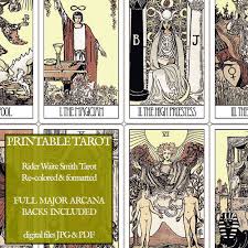 Pdf Printable Tarot Cards Rider Waite Major Arcana Vintage Color En 2021 Tarot Cartas Tarot Manualidades