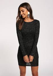 Junior Clothing Black Shimmer Cowl Back Cross Strap Bodycon Dress Black Sparkly Dress Bodycon Dress Homecoming Black Long Sleeve Dress